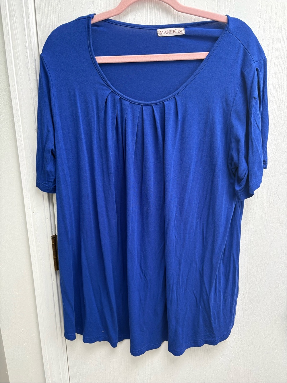 MANER Scoop Neck Pleated Tunic in Royal Blue